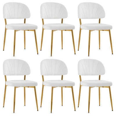 Chaises de salle à manger en velours, chaises de cuisine latérales à dossier courbé avec pieds en métal doré