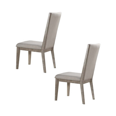 Ensemble de deux chaises d'appoint en tissu gris et bois massif