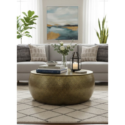 Hammered Antique Brass Coffee Table