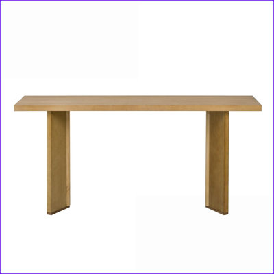 Table basse moderne et minimaliste en placage de pin avec pieds géométriques