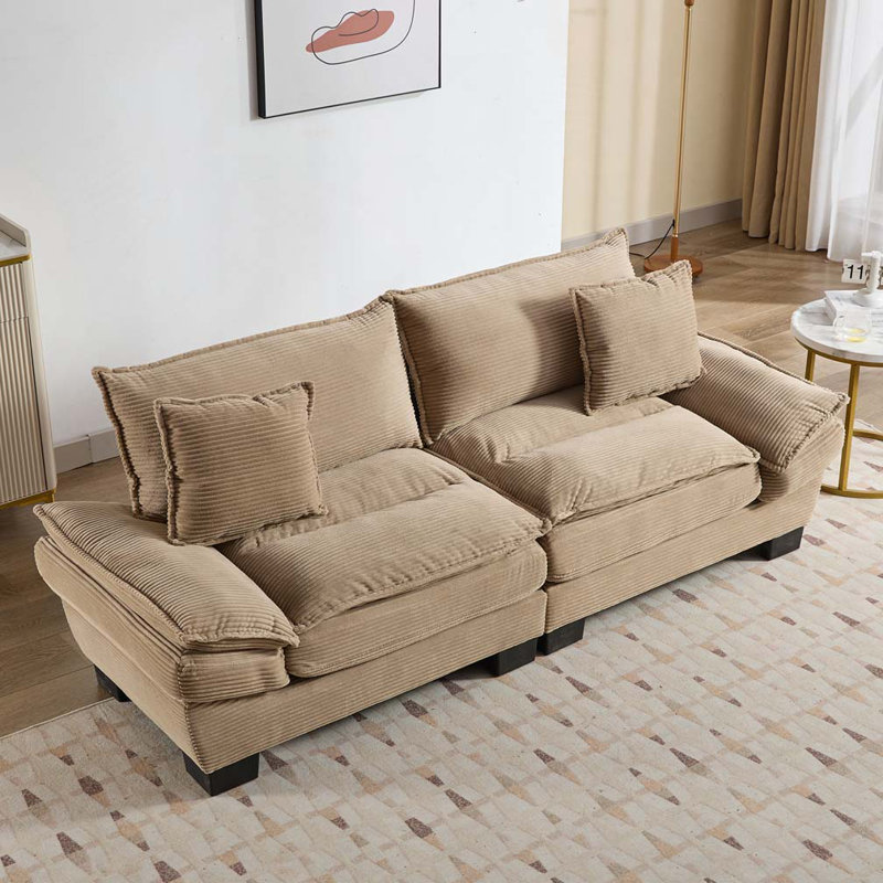 Canapé avec coussins Corduroy, Kaki