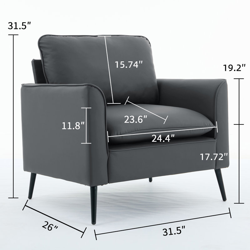 Ensemble de 2 fauteuils d'appoint modernes, fauteuils en similicuir gris pâle pour la maison, Gris