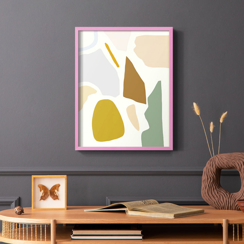 «Pastel Splotches I», reproduction encadrée - bois massif, Rose, H 10 po x l 8 po