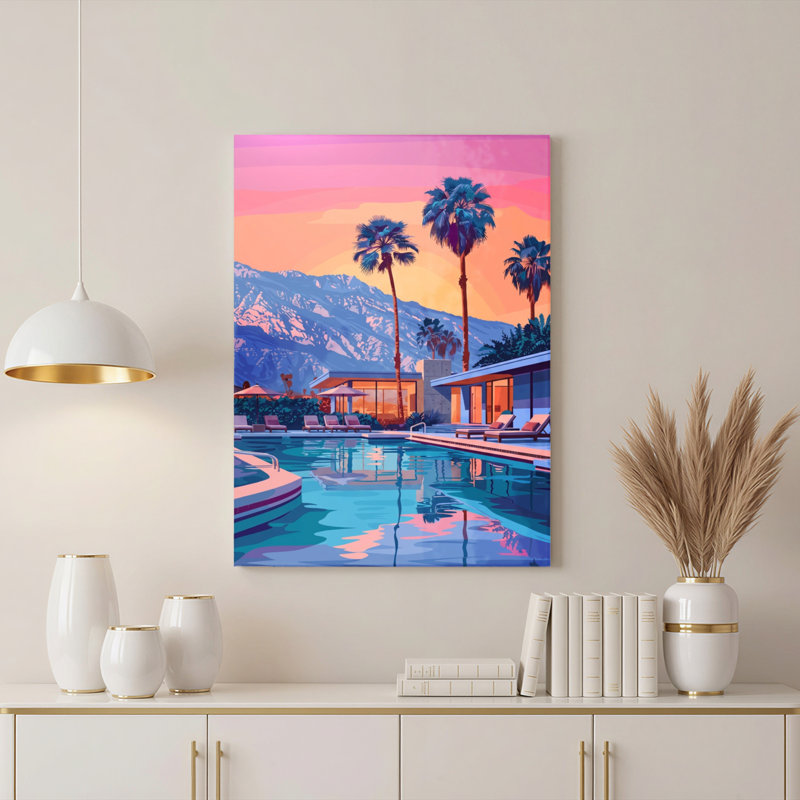 «Sunset Pool», ensemble de 1 reproduction d'art sur toile, 2840