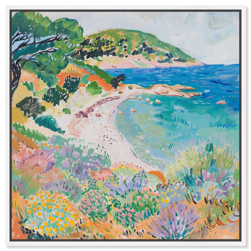 «Vibrant Beach Colorful Coastal Wall Art» par Art Remedy, Cadre blanc, H 13 po x l 13 po