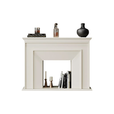 Beige Solid Wood Freestanding Fireplace