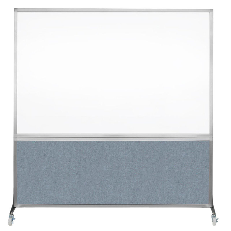 Tableau blanc mobile 6 'de haut DivideWrite, Bleu poudre, H 72 po x l 72 po, Argent