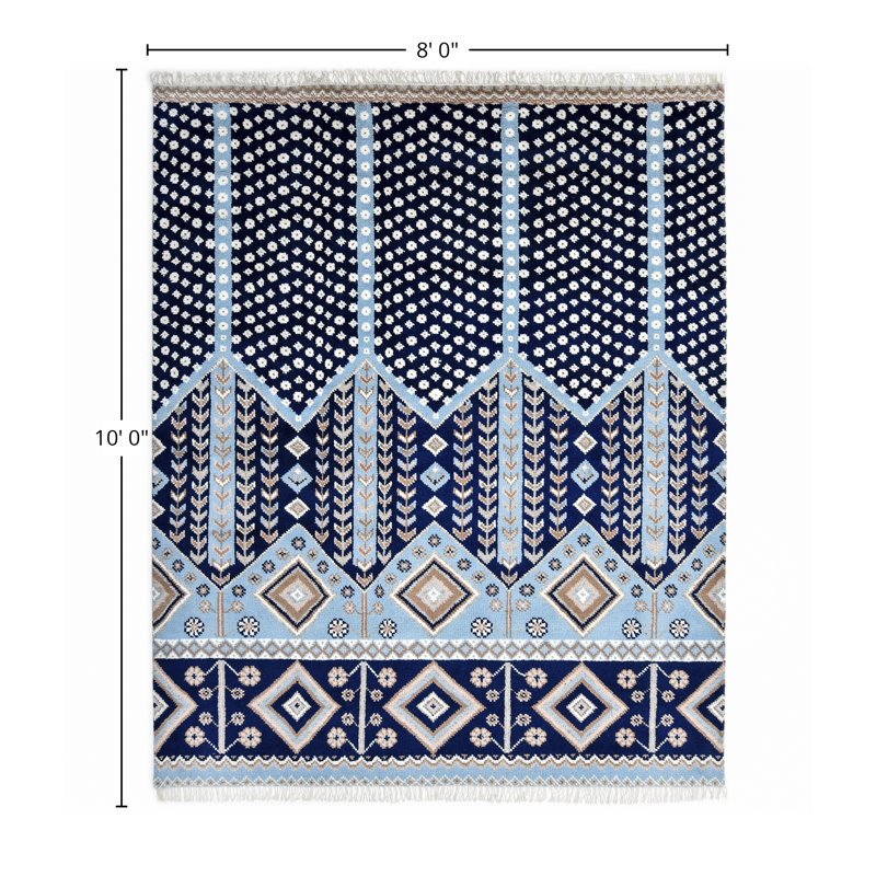 Hudson Hand Knotted Geometric Area Rug, Rectangle 8' x 10'