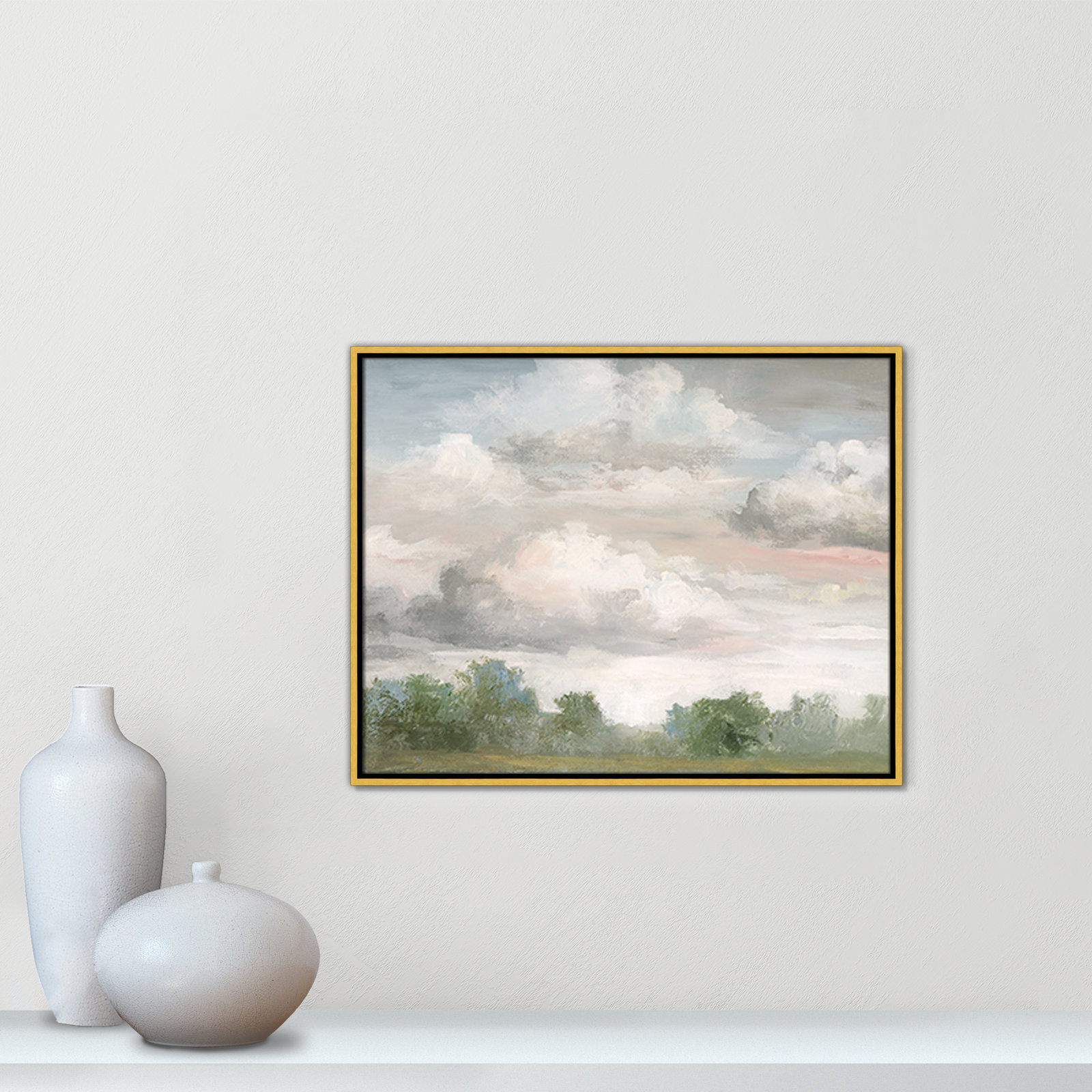 Frangia "Pastel Morning Sky" Print by Nan, 23.5" H x 29.5" W x 2" D, Gold Framed