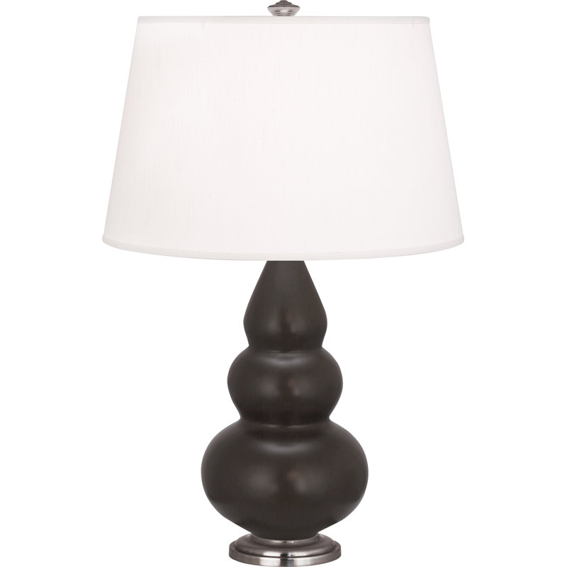 Small Triple Gourd Table Lamp, Antique Silver, Matte Smoky Taupe