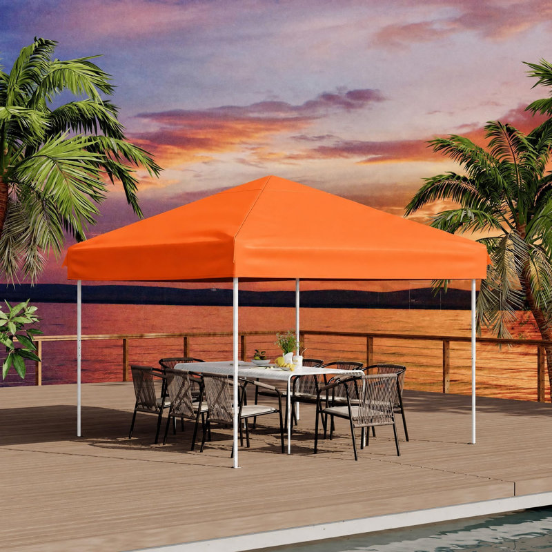 Auvent 10 x 10, 4 parois latérales, pavillon de jardin portatif avec protection UV UPF 50+, sac de transport et haubans, orange
