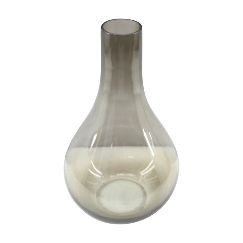 Tergel Long Neck 10" Handblown Glass Vase, Gray