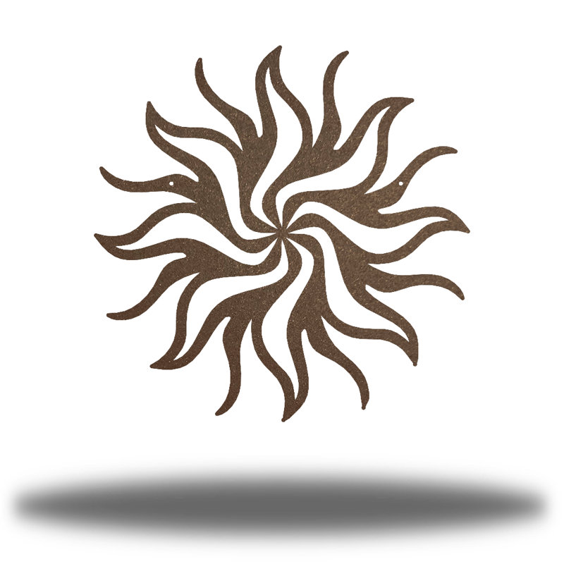 Décoration murale tribal soleil, H 12 po x l 12 po x P 0,01 po, Rouille
