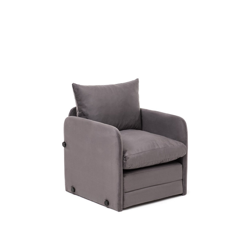 Modern 1-Seat Sofa-Bed, Grey Fabric, 26.8 x 27.6 x 26.0 inches | 100% Metal Frame & 100% Polyester Upholstery | Converts to Bed (78.7 x 23.6 inches) | Perfect for Small Spaces, Stylish & Functional Design