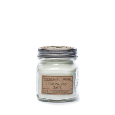 Lemongrass Sage Scented Jar Candle with Glass Holder