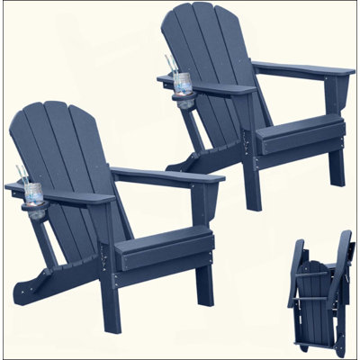Ensemble de 2 chaises Adirondack, chaises Adirondack en plastique, chaises Adirondack, chaises Adirondack en PEHD, chaises Adirondack pliantes, chaises d'extérieur avec porte-gobelet pour foyer de terrasse de jardin