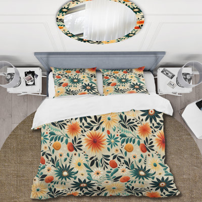 Multicolor Contemporary Floral Pattern II - Ensemble de housse de couette à motif floral