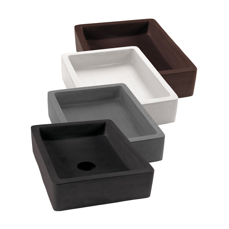 Newterra Handmade Rectangular Vessel Bathroom Sink, Charcoal