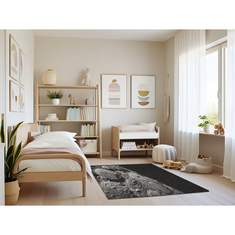 Tapis gris Moon and Stars 24, Rectangle 4 pi x 6 pi
