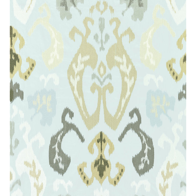 La Boheme Mandalay Ikat Embroidery Fabric, Mineral