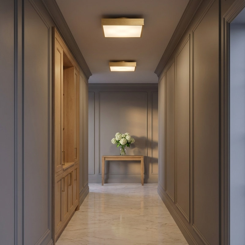 Dupont Square Semi Flush, Gild, 4" H x 16" W x 16" D