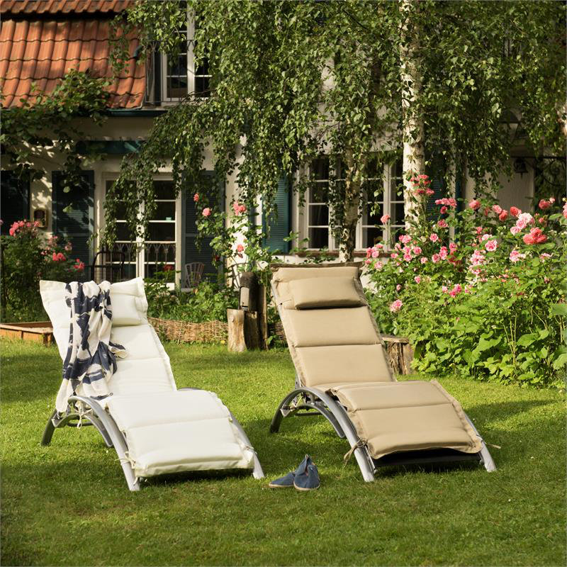155cm Long Reclining Single Chaise with Cushions, Cream