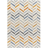 Rectangle Kynon Chevron Machine Woven Polyester Area Rug in Orange/Blue