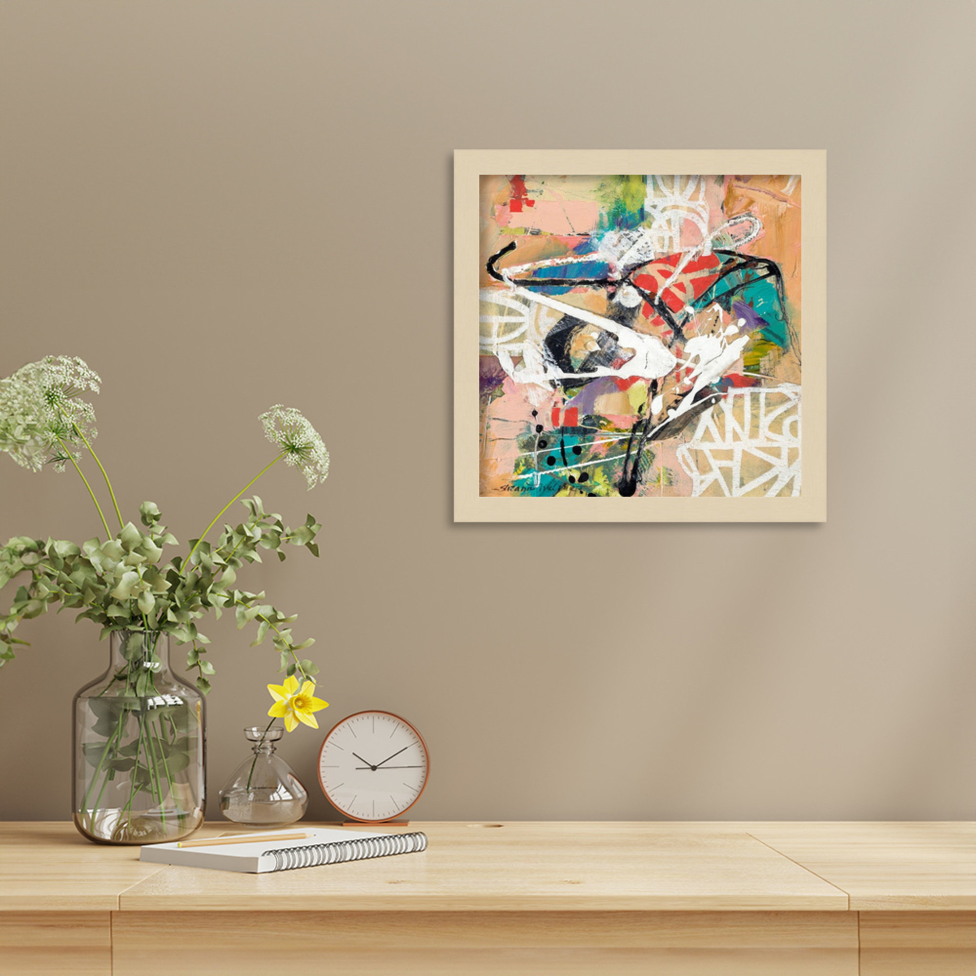 Talk 2 Me by Sutter Wood Framed Wall Art Print, Brown, 13" H x 13" W