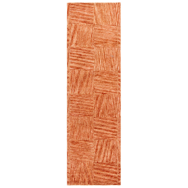 Soho 182 Hand Tufted Viscose/Wool Geometric Rug in Rust, Runner 2'3" x 8'