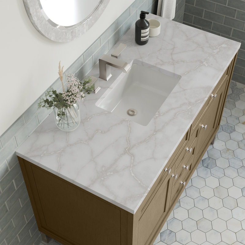 Chicago 48 in. Single Vanity, Walnut Whisper, Victorian Silver