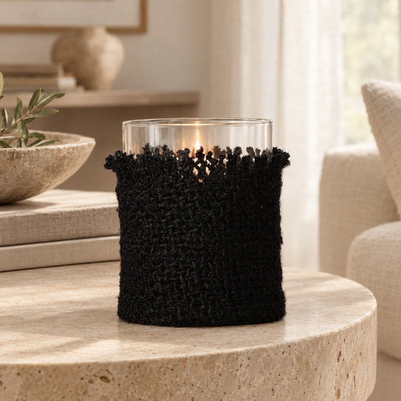 Porte-votive de table en verre Jalin, H 3 po x l 3 po, Crème