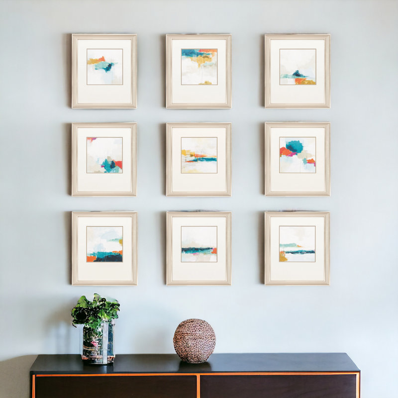 'Atmospheric' - 9 Piece Picture Frame Painting Print Set