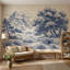 Blue Toile Landscape Wallpaper Mountains Vintage Engraving Wall Mural-1977965536-1977965540