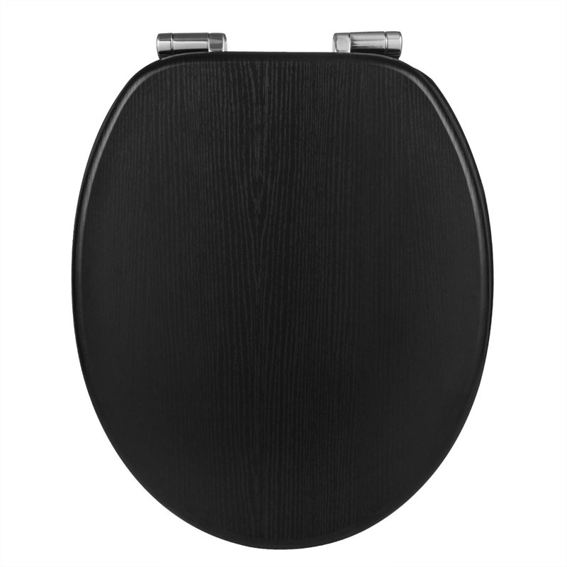 East Urban Home Premium Toilet Seat Toilet Seat With Soft Close, MDF Wood Core, Softclose Hinge, Antibacterial, Design Decor