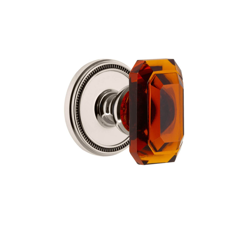 Grandeur Soleil Rosette Double Dummy with Baguette Crystal Door Knob, Satin Nickel