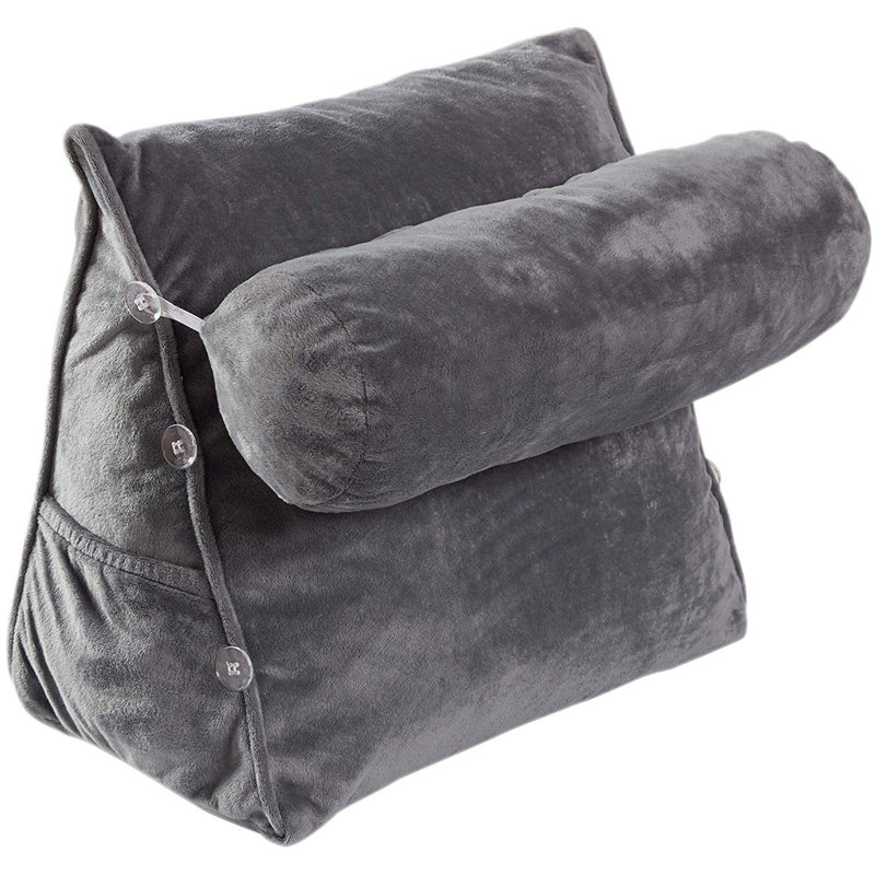  Wedge Indoor/Outdoor Bolster Pillow Cover and Insert, Gray