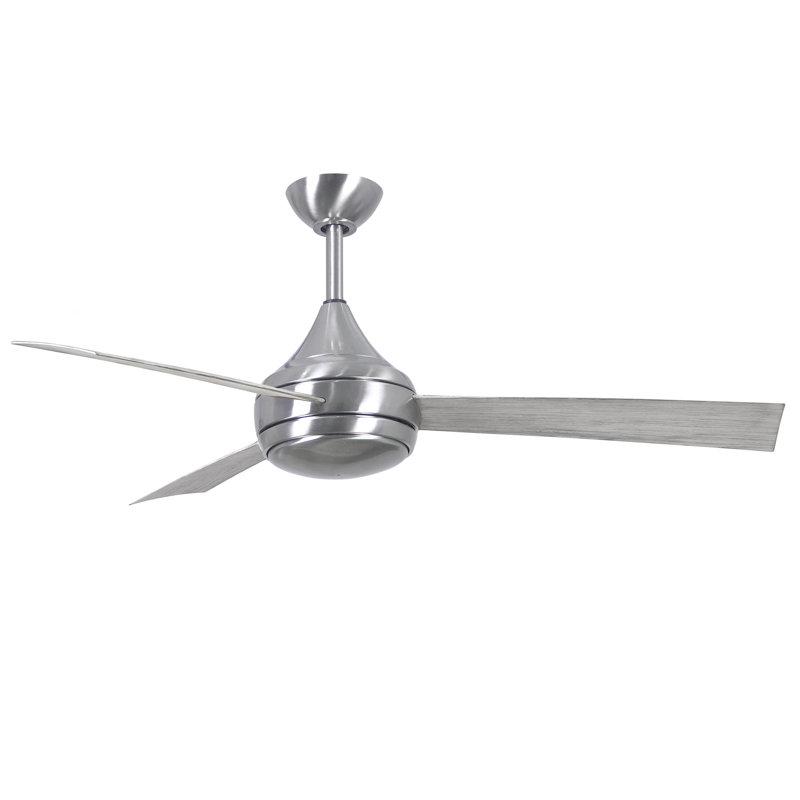 Donaire 52'' Ceiling Fan with LED Lights, Brushed Stainless, Barn Wood Tone