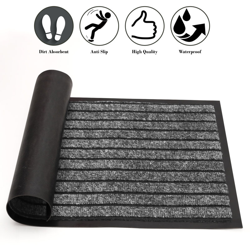 Non-Slip Indoor Doormat, Grey, 80cm W x 150cm L