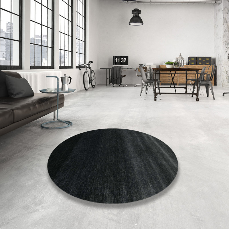 Tapis de zone noire contemporaine Rosenbalm, Rond 4 pi