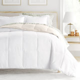 7-Piece Reversible Bedding Bundle - Solid Comforter and Patterned Sheet Set