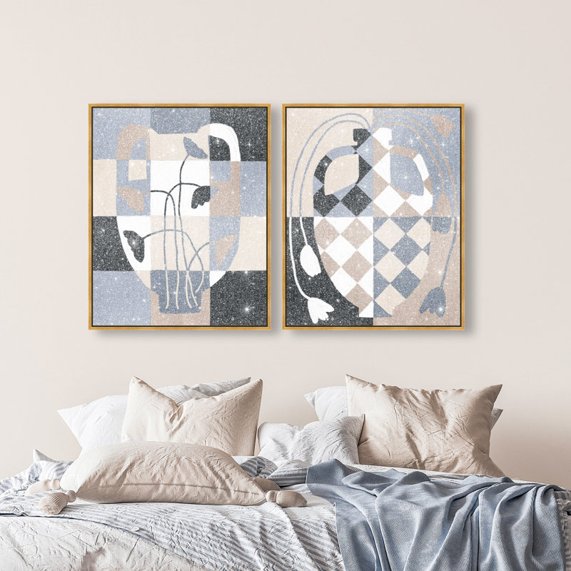Checkered Boheme Set Set by Oliver Gal, 92"H x 74"W, Gold Floater Frame