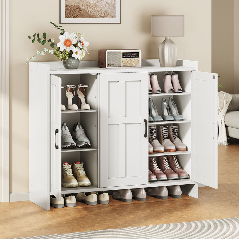 Multifunctional Freestanding Shoe Organizer With Adjustable Shelves