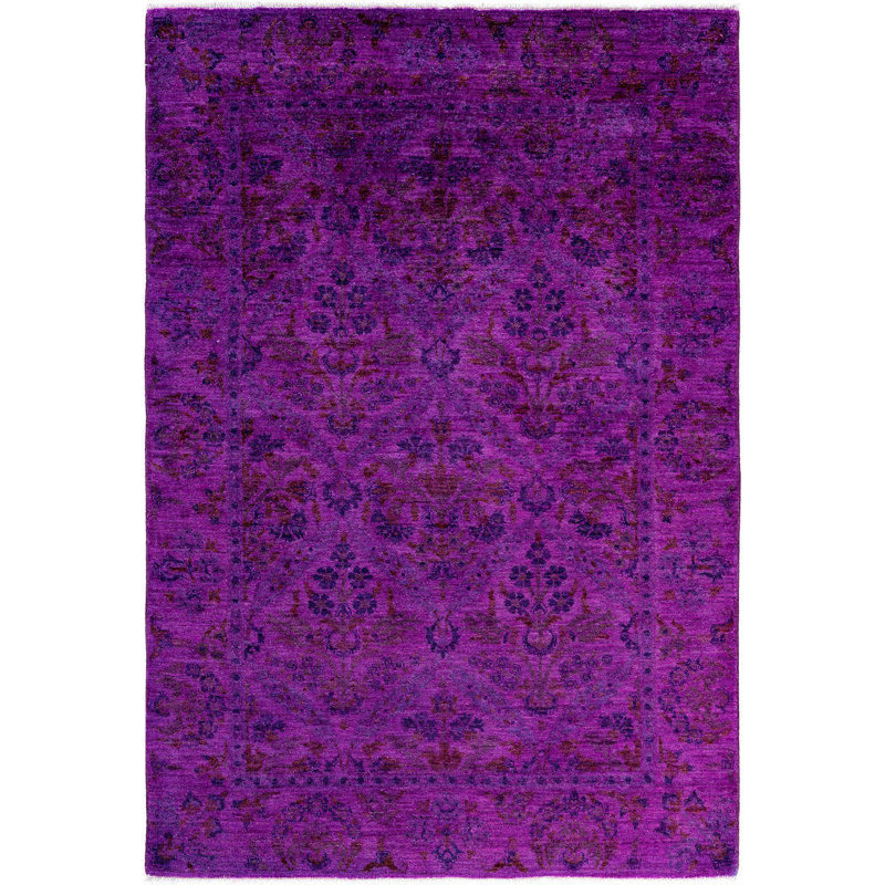 Overdyed One-of-a-Kind 4' 4" X 6' 1" Hand Knotted Area Rug
