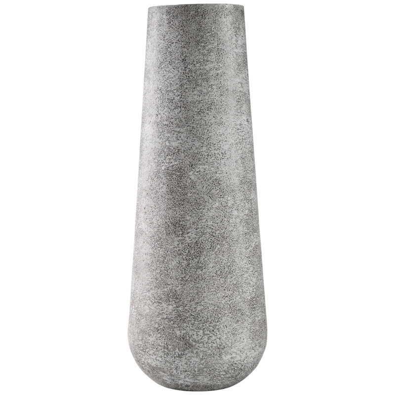 Vase en métal 21 po Finy, H 21 po x l 8 po x P 8 po, Gris antique