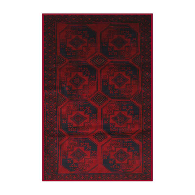 Tapis traditionnel rouge / noir Hamle