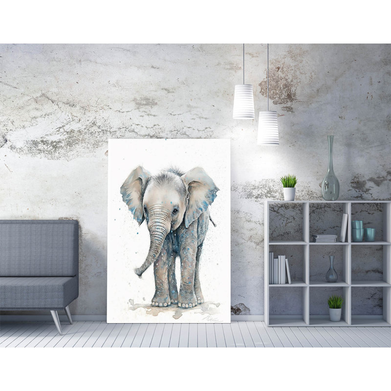 Elephant baby nursery Art Canvas Wall Art Print Picture, 30.48 cm H x 20.32 cm W