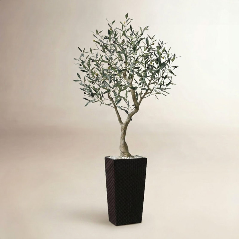 Olive artificielle Adcock résistante aux rayons UV avec grand pot de fleurs, olivier artificiel pour la décoration extérieure