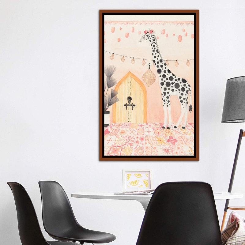 Girafe au Maroc, art encadré, H 60 po x l 40po x P 1,5 po, Toile avec cadre en bois classique