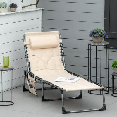 Chaise longue pliante rembourrée Outsunny