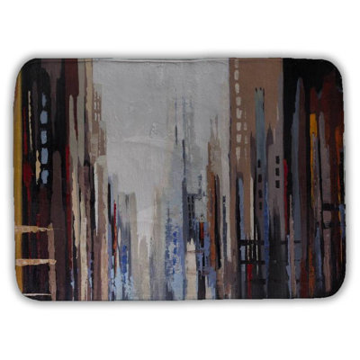 Abstract buildings Bath Mat with Non-Slip Backing - Quick Dry Memory Foam Bathroom Rug - Absorbent - Modern Plush Spa-Style - Machine Washable